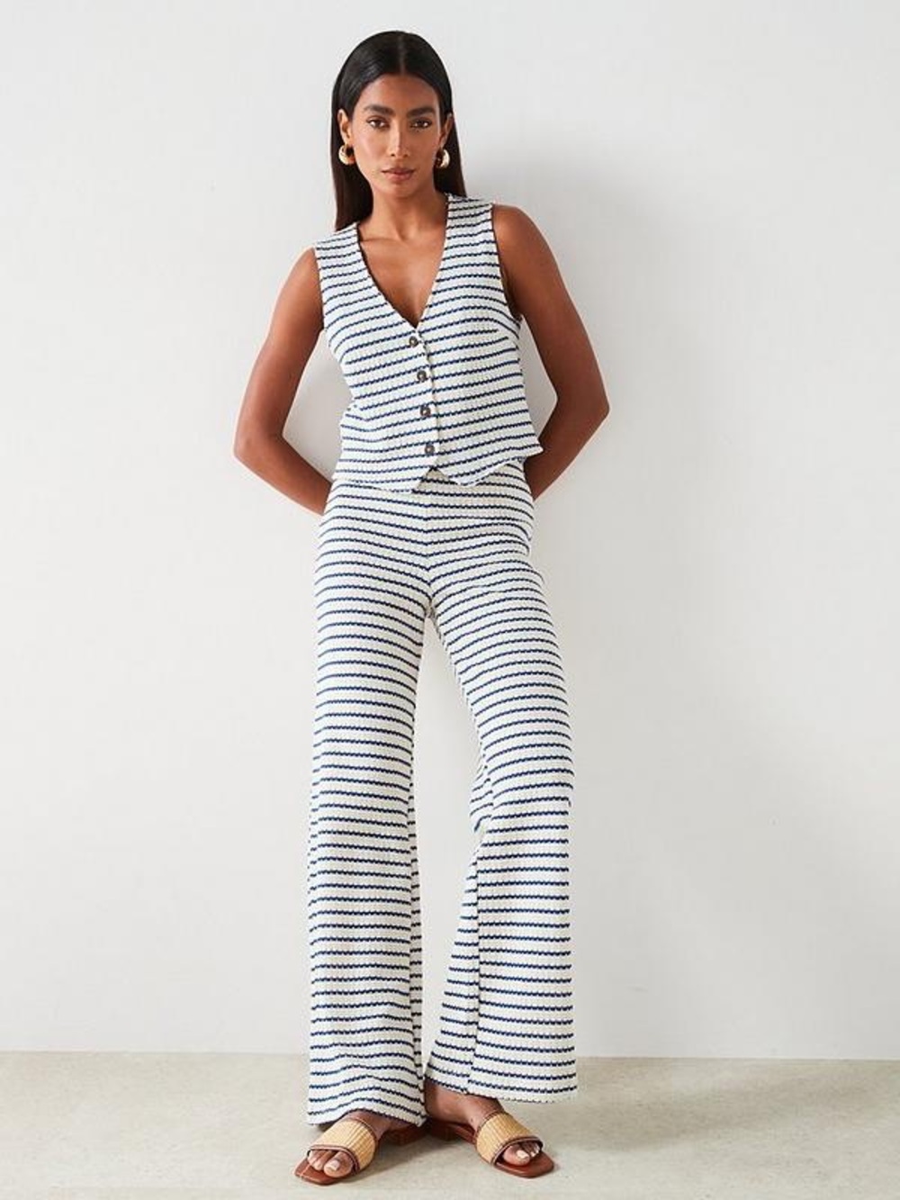 Mango Crochet Striped Pants